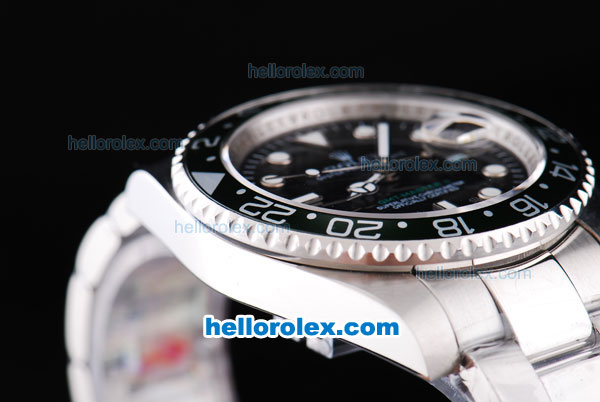 Rolex GMT-Master II Oyster Perpetual Automatic with Green Bezel,Black Dial and White Round Bearl Marking-Small Calendar - Click Image to Close